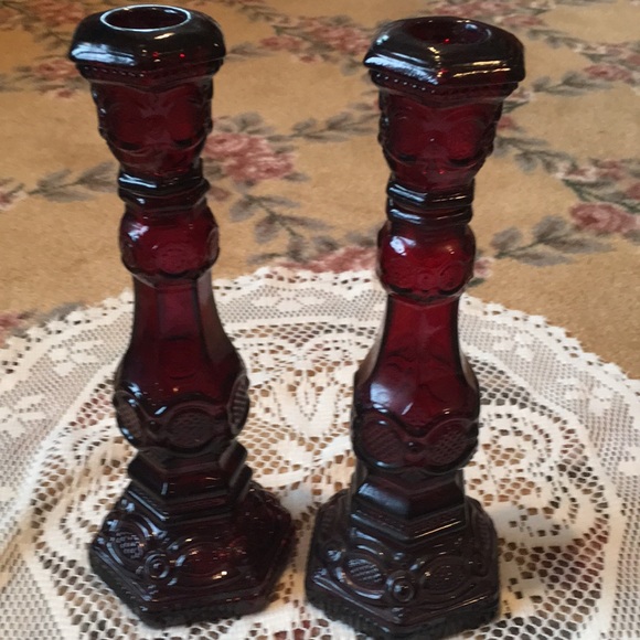 Avon Accents Vintage Avon Cape Cod Ruby Red Collection Set Of Two
